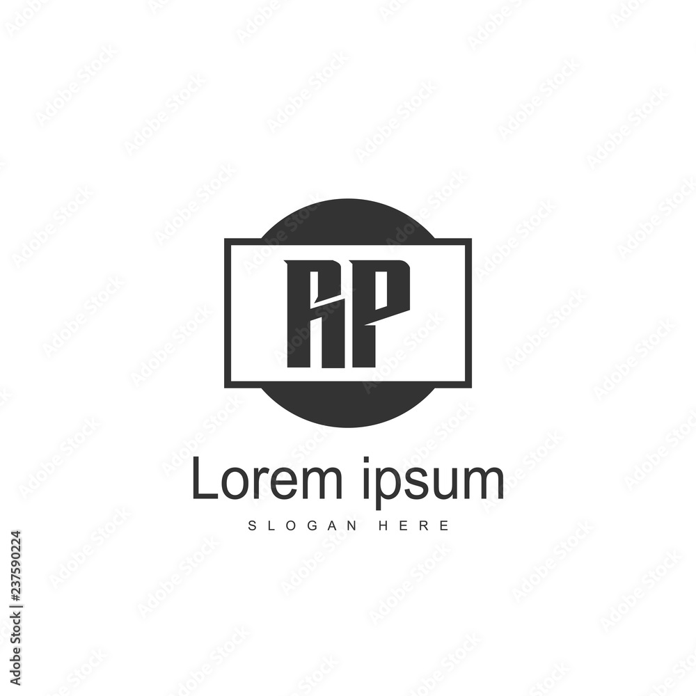 Initial RP Logo Template. Minimalist letter logo design