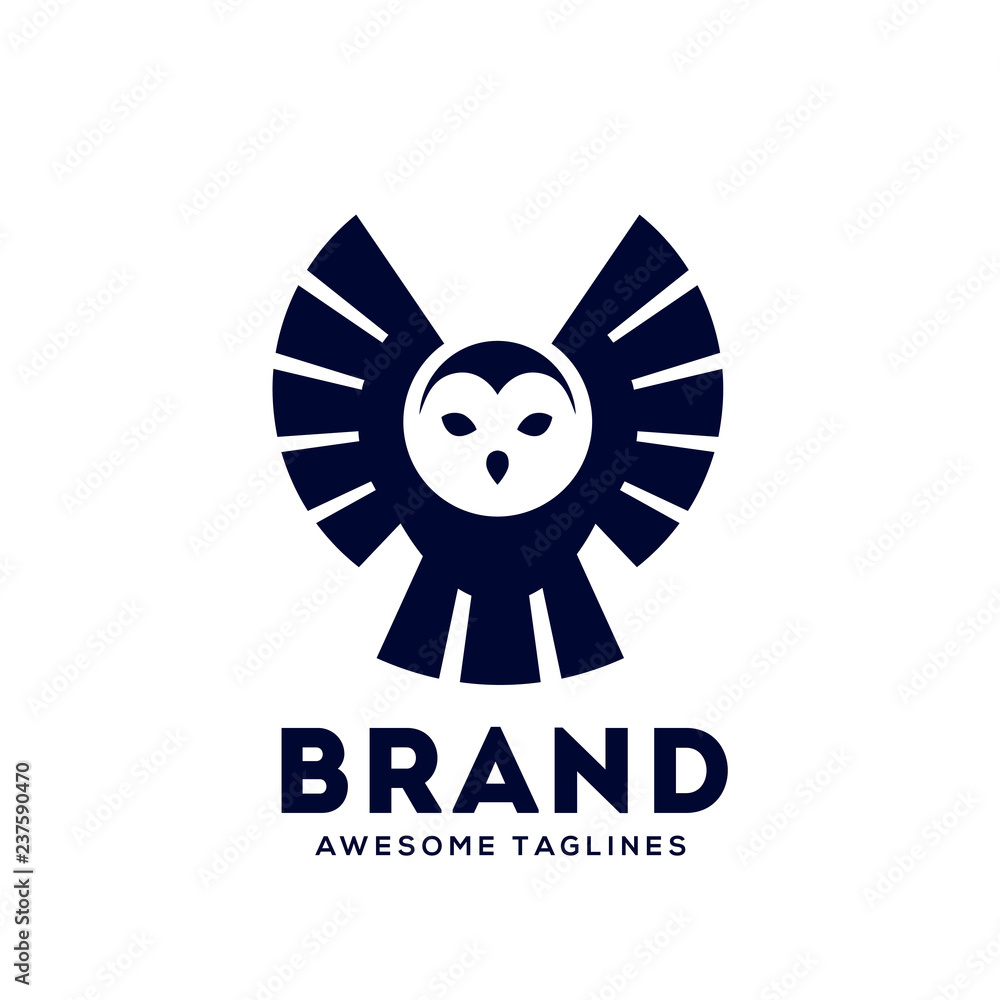 Fototapeta premium creative owl fly logo template vector icon illustration design