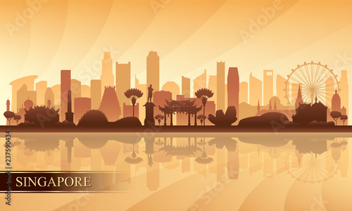 Singapore city skyline silhouette background