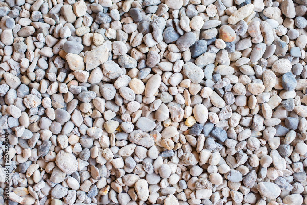 View from the top Granite pebbles, many different natural stones View from the top Granite pebbles, many different natural stones