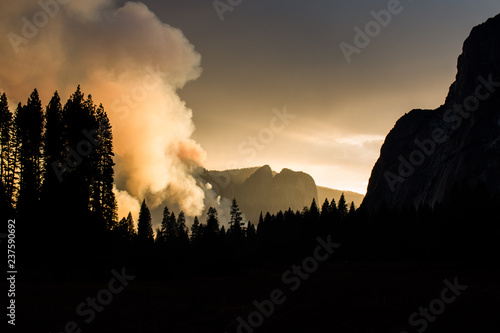 fiery sunset in the mountains