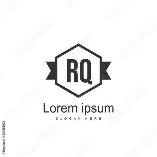 Initial RQ Logo Template. Minimalist letter logo design