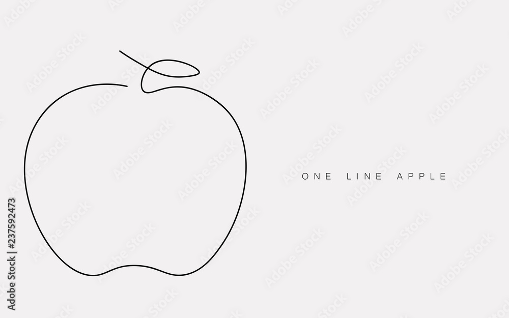 Apple icon vector one line drawing isolated on the white background. Vector illustration. Apple icon vector one line drawing isolated on the white background. Vector illustration.
