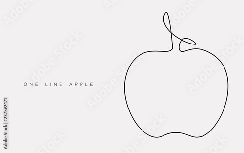 Apple icon vector one line drawing isolated on the white background. Vector illustration.