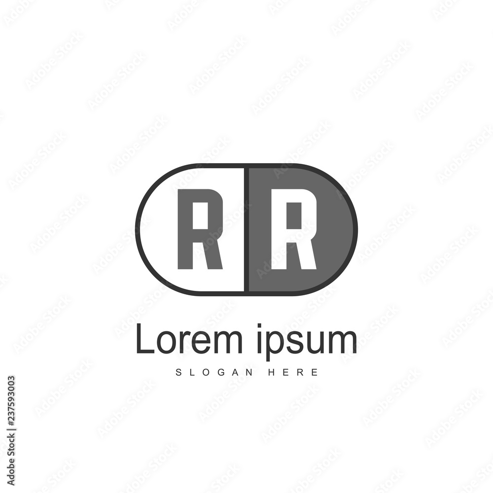 Initial RR Logo Template. Minimalist letter logo design
