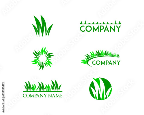 Set Of Grass Logo Design Template