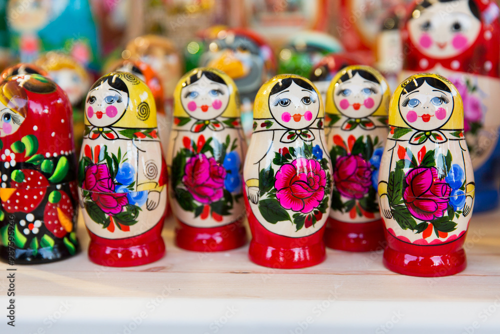 Russian nesting dolls. National souvenir toy wooden