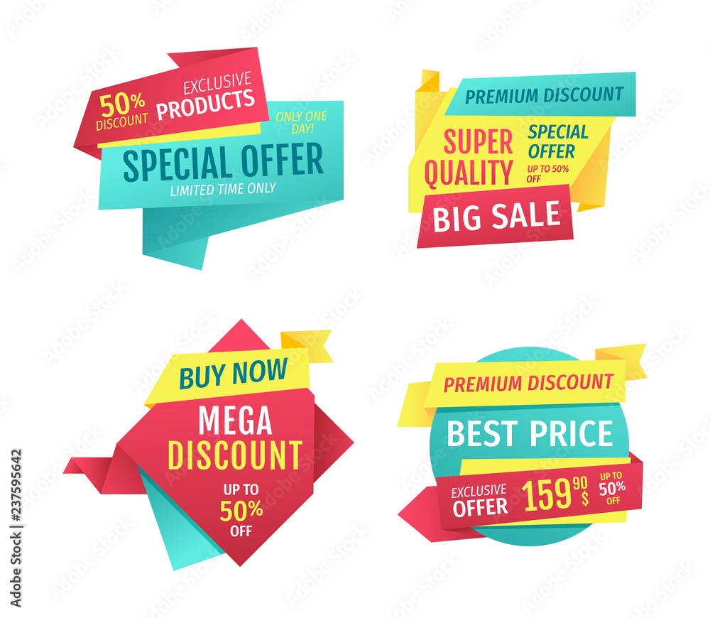 Special offer banners set, vector design icons