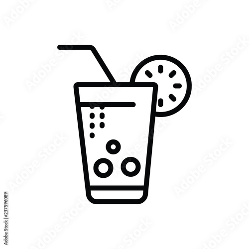 Black line icon for soft drink, beverage