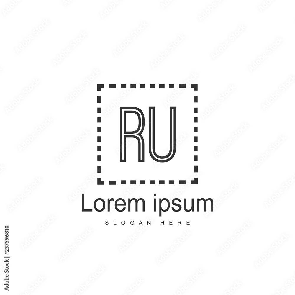 Initial RU Logo Template. Minimalist letter logo design Initial RU Logo Template. Minimalist letter logo design