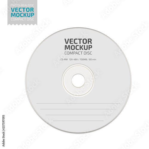 White blank compact disc mock up vector.