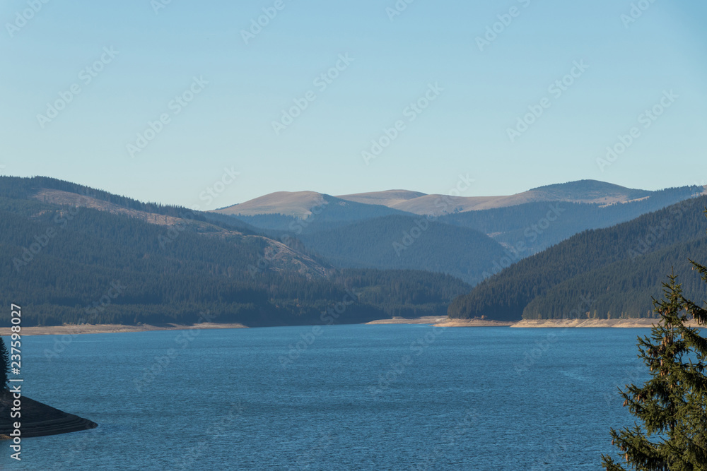 Large lake an hills