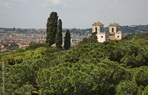 Panoramic view villa Medici in Rome. Italy