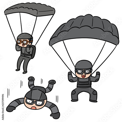 vector set of parachuter