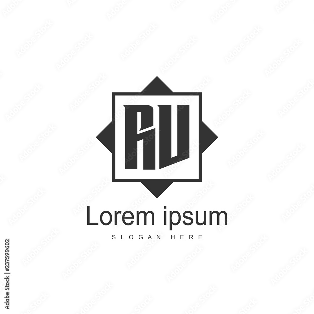 Initial RV Logo Template. Minimalist letter logo design Initial RV Logo Template. Minimalist letter logo design