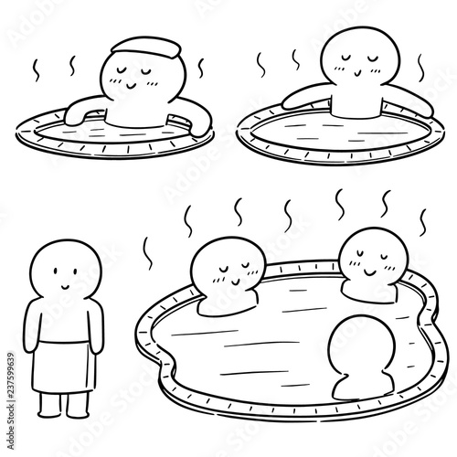 vector set of people bathing in hot water pool