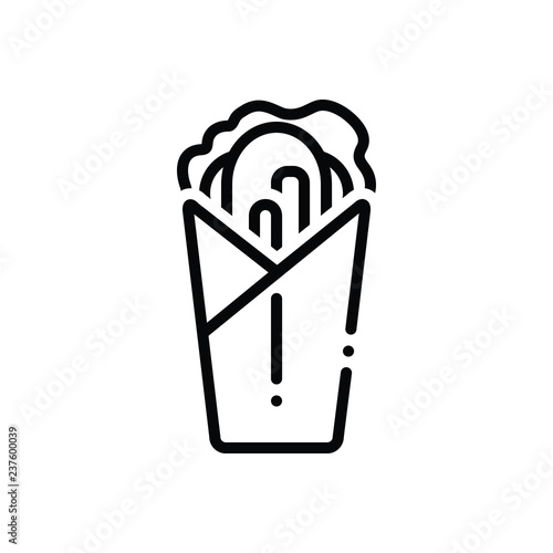 Black line icon for shawarma, burger