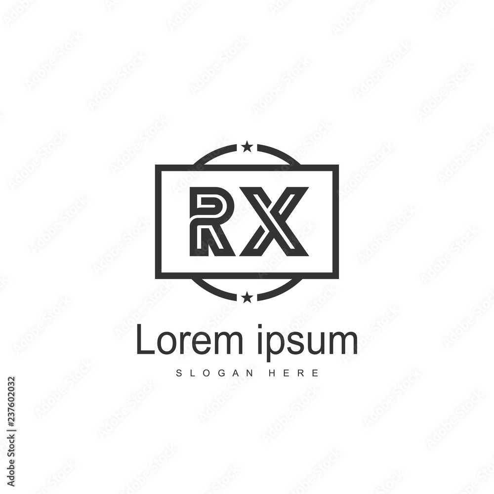 Initial RX Logo Template. Minimalist letter logo design