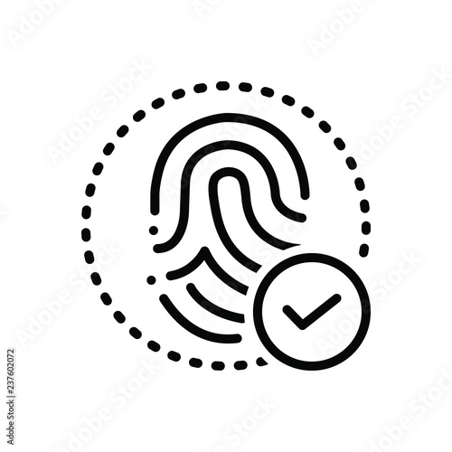 Black line icon for fingerprint matched
