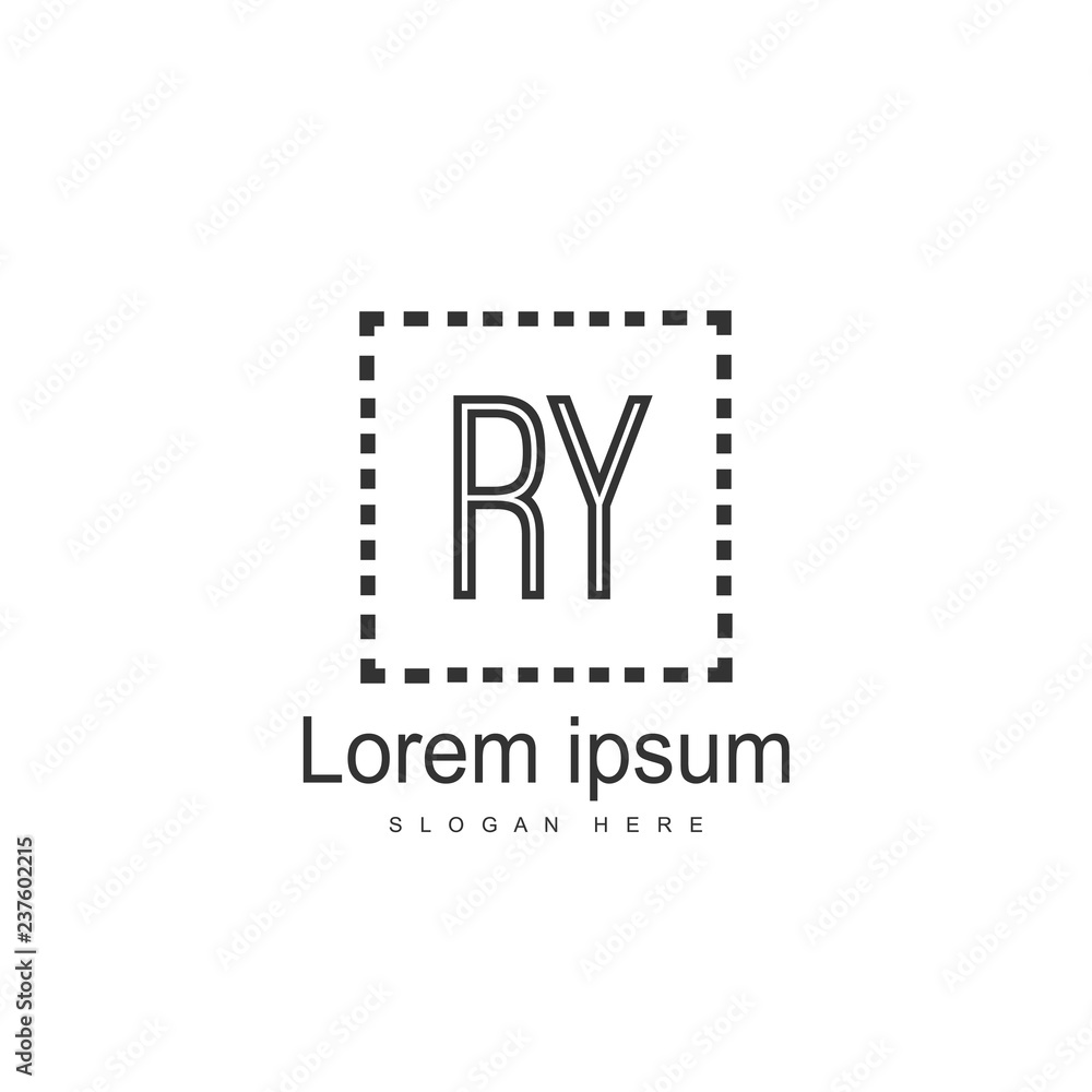 Initial RY Logo Template. Minimalist letter logo design