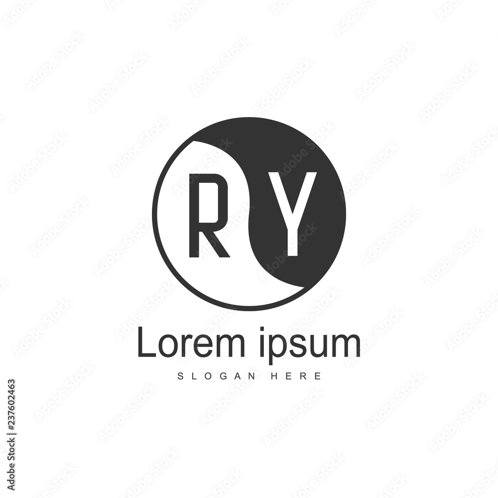 Initial RY Logo Template. Minimalist letter logo design