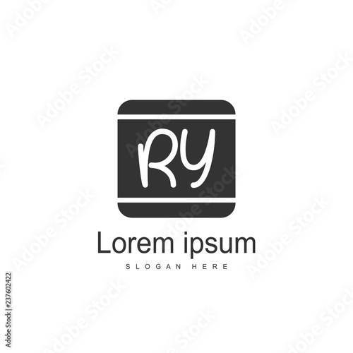 Initial RY Logo Template. Minimalist letter logo design