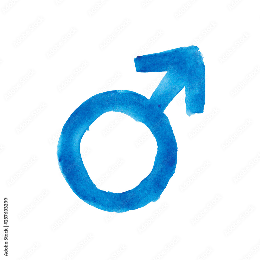 Man sign Blue watercolor mars astrological sign Man sign Blue watercolor mars astrological sign