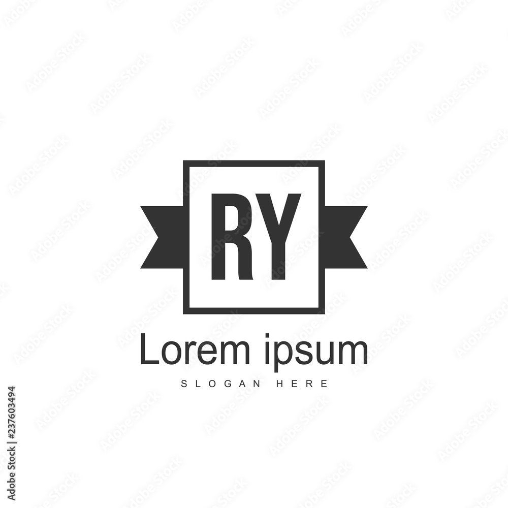 Initial RY Logo Template. Minimalist letter logo design