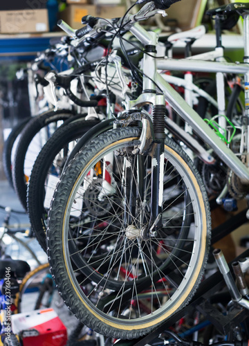 Image of different colors sport bicycles selling