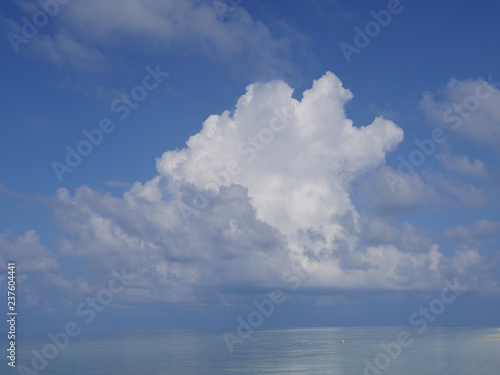 Beautiful Cumulus clouds over the ocean in Maldives