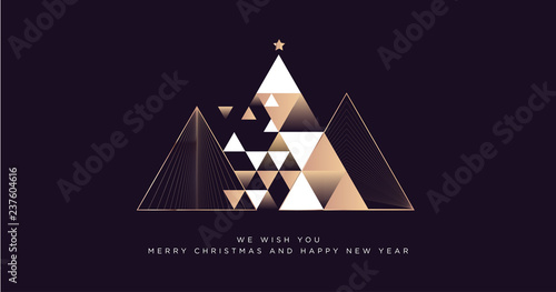 Merry Christmas and Happy New Year 2019 business greeting card. Modern vector illustration concept for background, party invitation card, website banner, social media banner, marketing material.