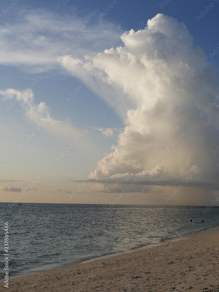 Beautiful Cumulus clouds over the ocean in Maldives Beautiful Cumulus clouds over the ocean in Maldives