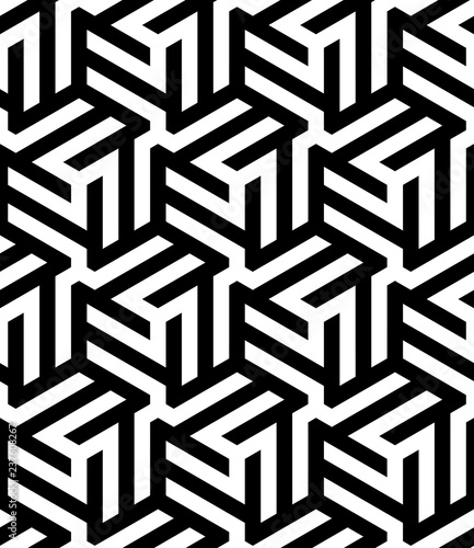 Vector monochrome seamless pattern. Abstract geometric pattern.