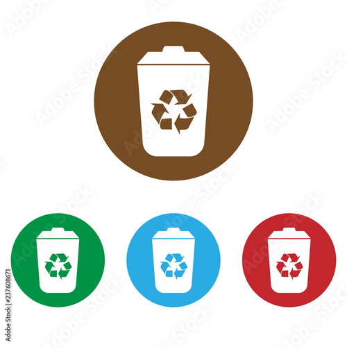 Recycle bin icon. Vector illustration, flat design.