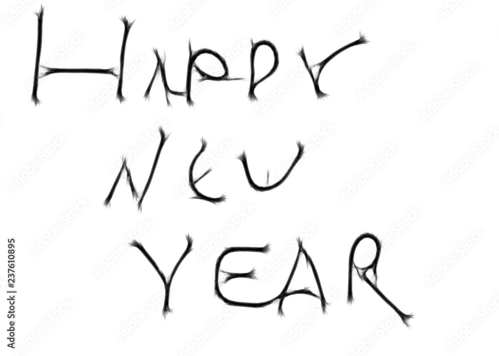neon inscription happy new year with effects neon inscription happy new year with effects