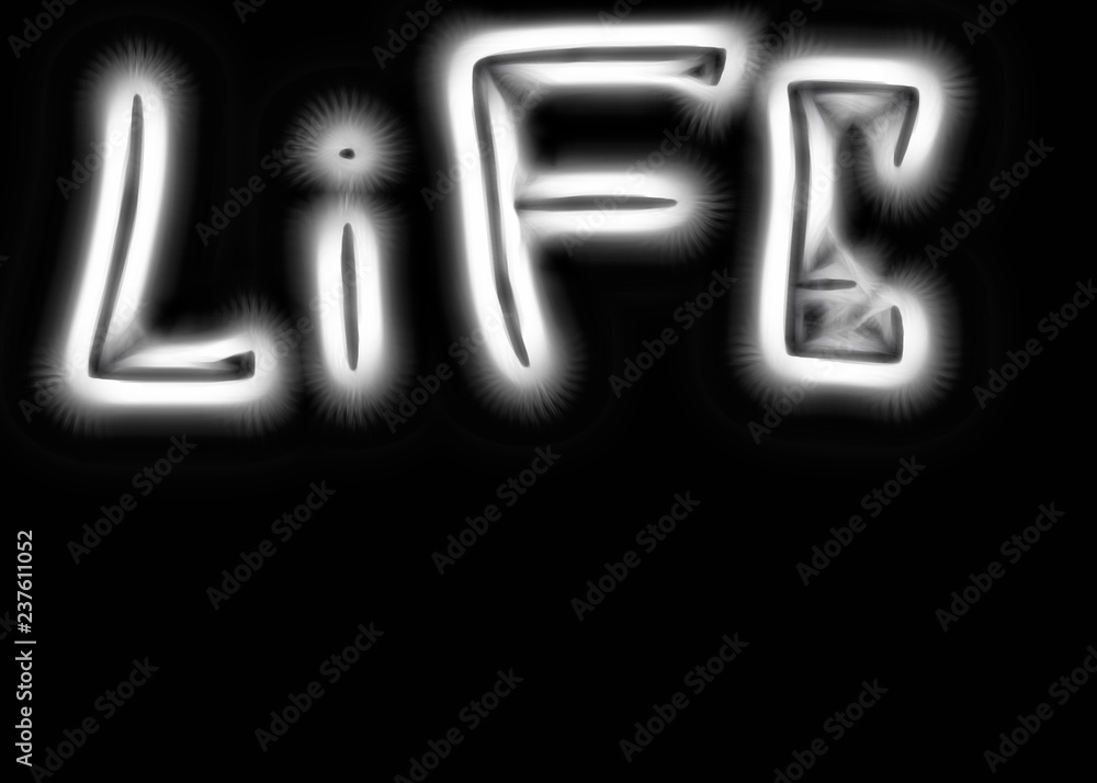 neon inscription life with effects neon inscription life with effects