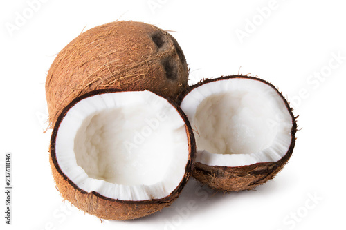 natural coconut open and isolated in white