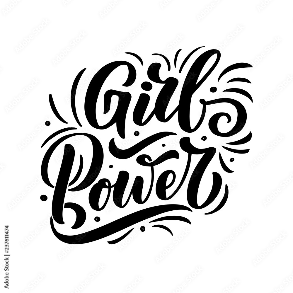 GIRL POWER - quote lettering. Calligraphy inspiration graphic design typography element. Hand written postcard. Cute vector sign, hand drawn style. Textile print