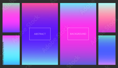 Bright pink, purple and blue gradients for smartphone screen backgrounds. Set of soft deep color vibrant wallpaper for mobile apps, ui design