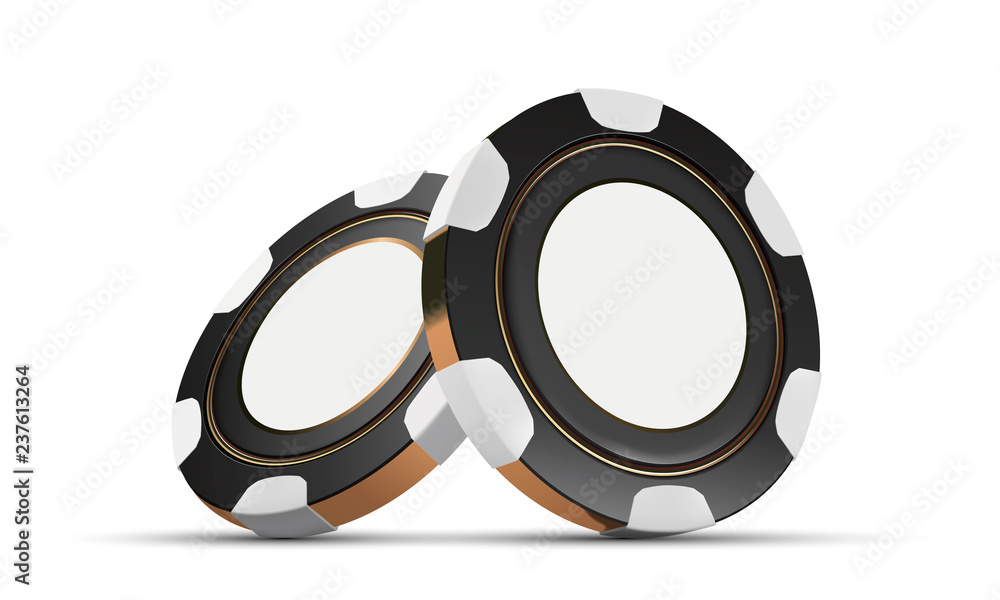 Casino chips, isolated on white. Casino game 3D chips. Online casino banner. Black realistic chip. Gambling concept, poker mobile app icon. Casino chips, isolated on white. Casino game 3D chips. Online casino banner. Black realistic chip. Gambling concept, poker mobile app icon.