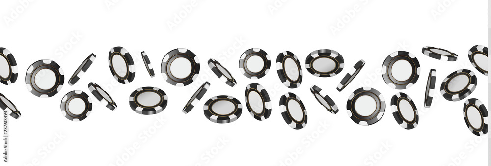 Casino chips, isolated on white. Casino game 3D chips. Online casino banner. Black realistic chip. Gambling concept, poker mobile app icon. Chips falling in the air. Casino chips, isolated on white. Casino game 3D chips. Online casino banner. Black realistic chip. Gambling concept, poker mobile app icon. Chips falling in the air.