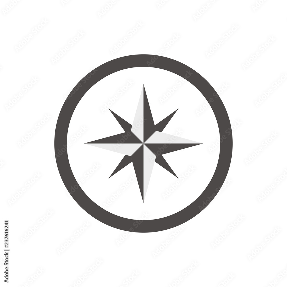 Compass icon. Compass for travel isolated on white background. Vector illustration. Compass icon. Compass for travel isolated on white background. Vector illustration.