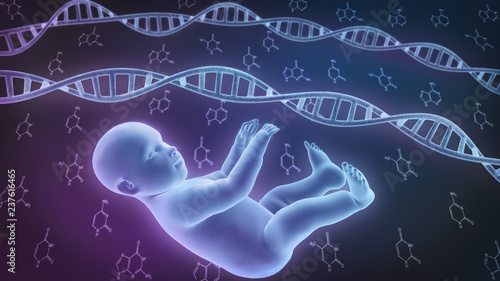 3d illustration of Genetically modified babies concept