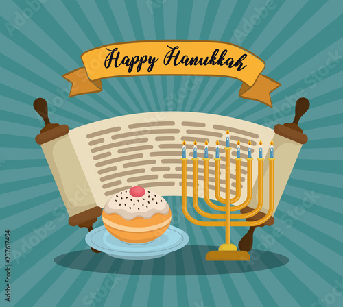 happy hanukkah celebration icons photo