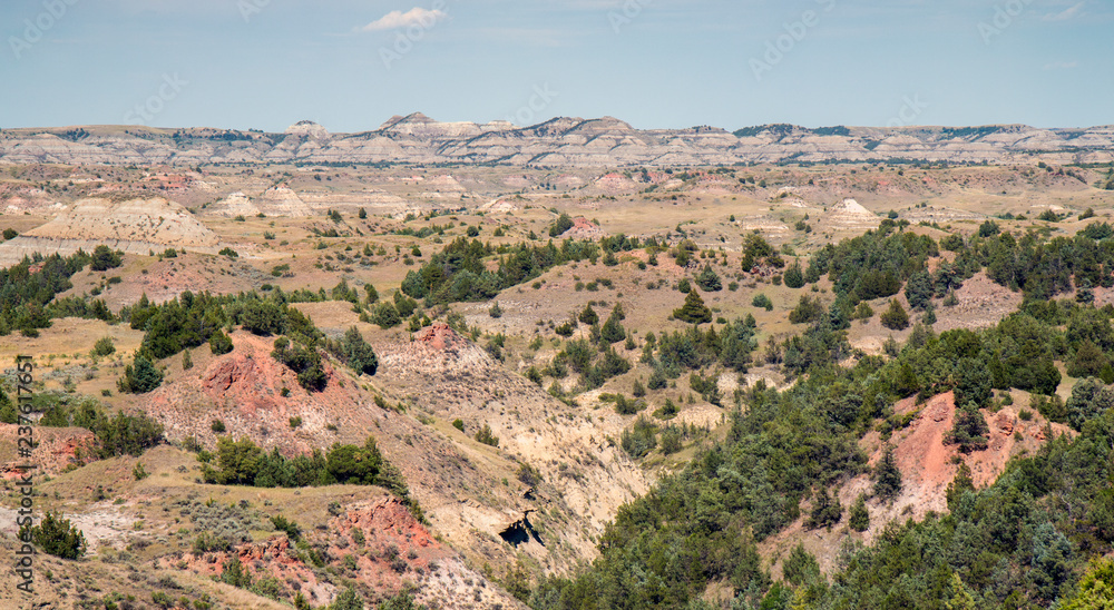 Landscape view of Theodore Roosevelt National Park (North Dakota).