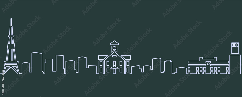 Naklejka premium Sapporo Single Line Skyline