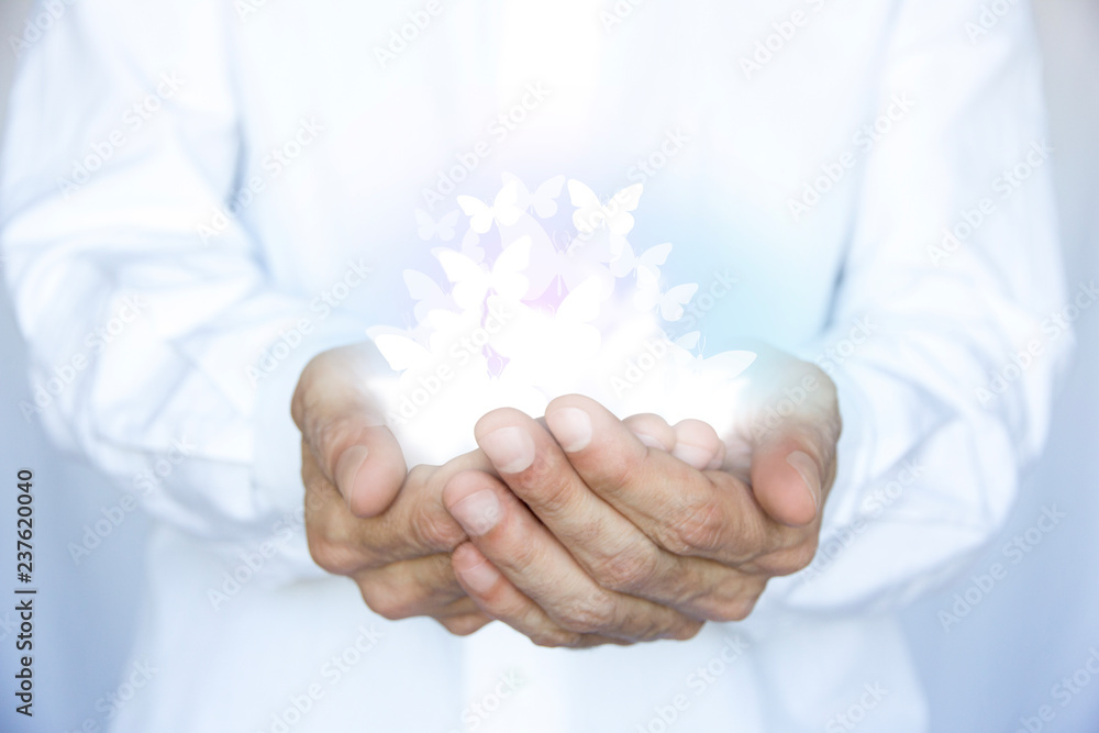 mani, mani unite, farfalle, natura, gioia StockFoto Adobe Stock