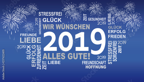 2019 - wir wünschen alles gute mit feuerwerk