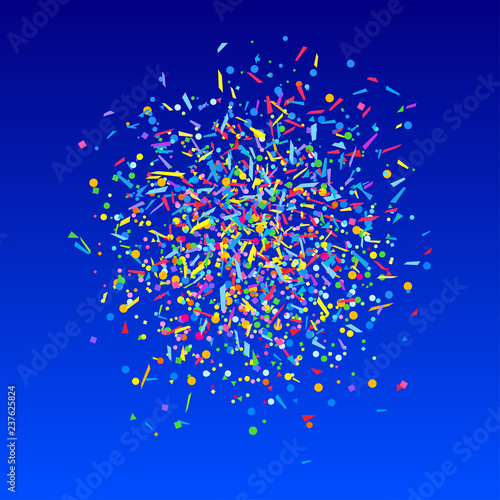 Confetti on isolated background. Bright explosion. Colored firework. Geometric texture with colorful glitters. Image for banners, posters and flyers. Greeting cards