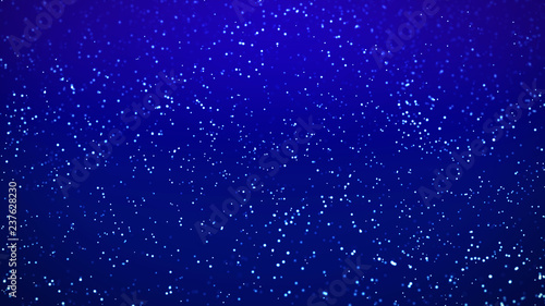 Blue falling white snow glitter particles computer generated blur background